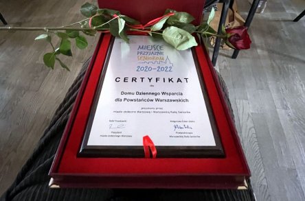 Certyfikat „Miejsce Przyjazne Seniorom” dla Domu Powstańców Warszawskich